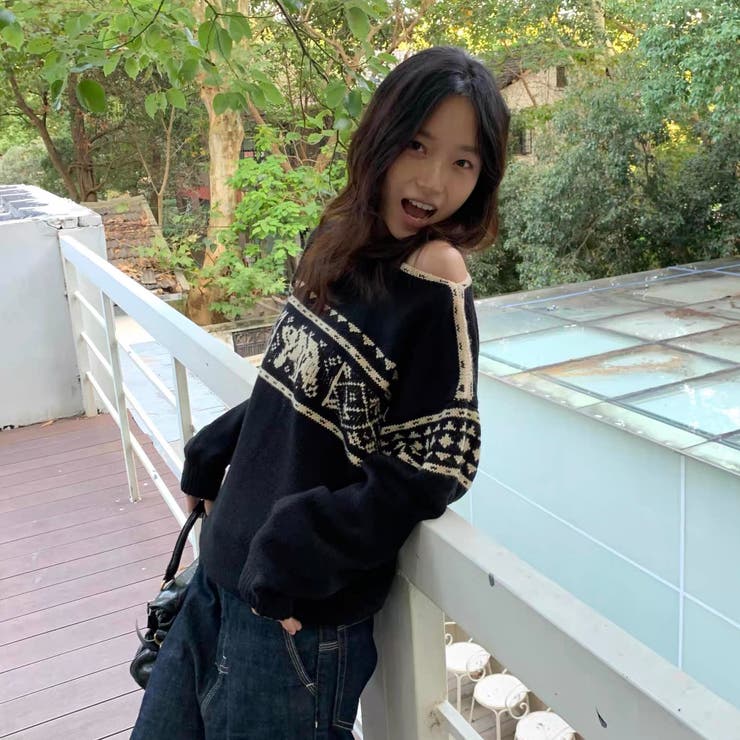 ノルディック柄ニットプルオーバー[品番：CROW0001273]｜Alvia