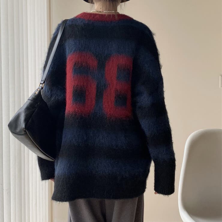 ブルー | シャキーボーダーニットプルオーバー | Alvia