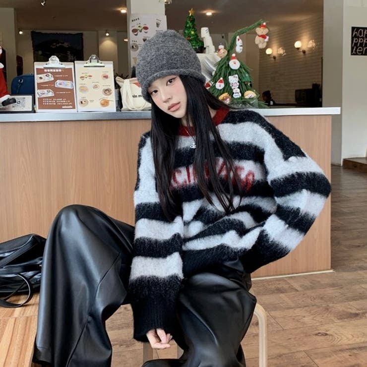 シャキーボーダーニットプルオーバー | Alvia | 詳細画像5 