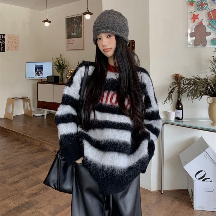 シャキーボーダーニットプルオーバー | Alvia | 詳細画像9 