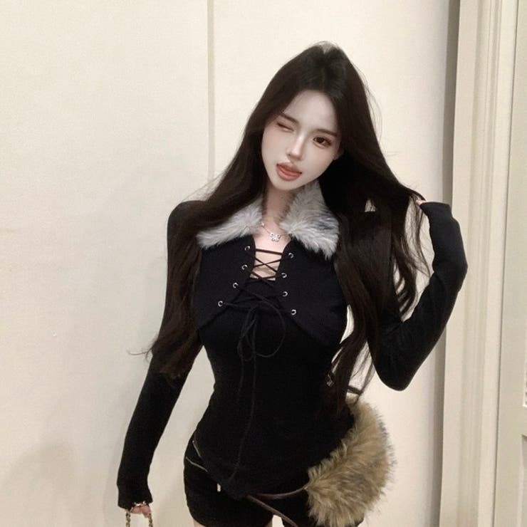 ファー衿レースアップトップス | Alvia | 詳細画像17 