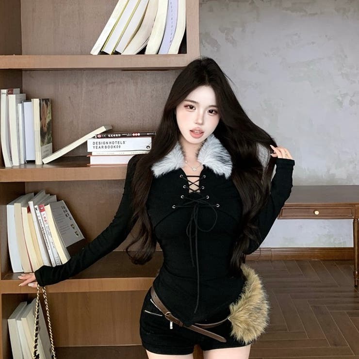 ファー衿レースアップトップス | Alvia | 詳細画像18 