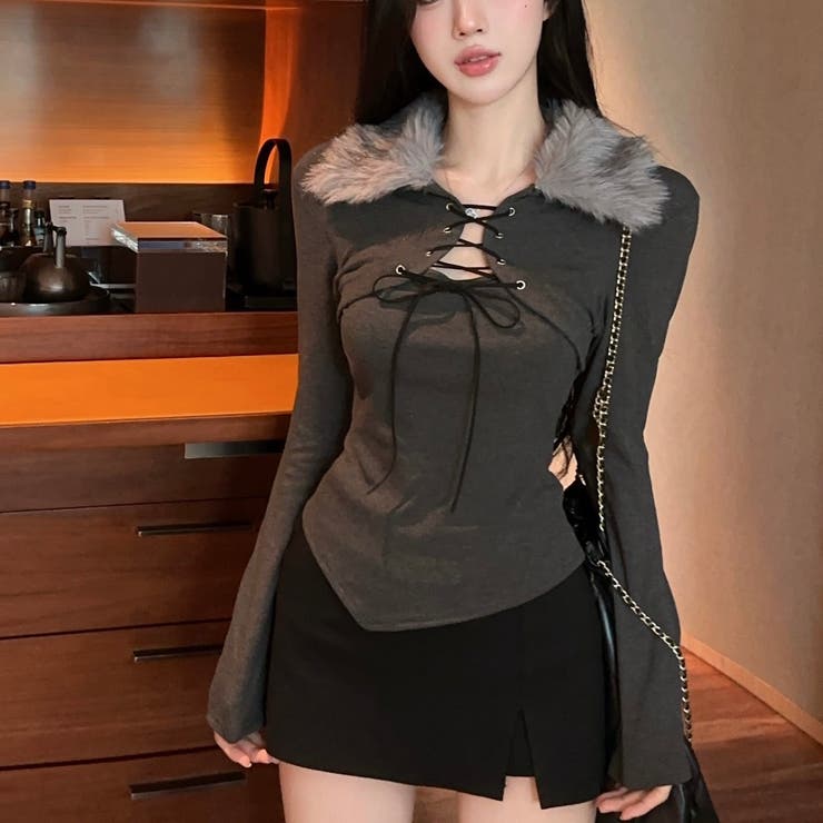 ファー衿レースアップトップス | Alvia | 詳細画像21 