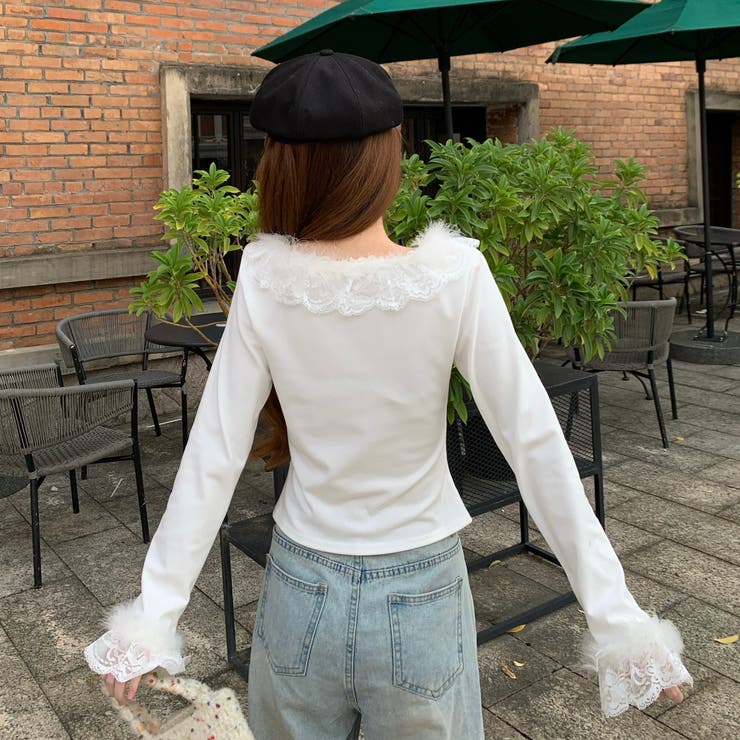 Vネックファー付きトップス | Alvia | 詳細画像4 