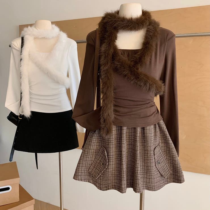 ブラウン | ファー付きトップス | Alvia