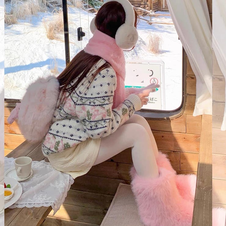 ホワイト | ノルディック柄 ニット | Alvia