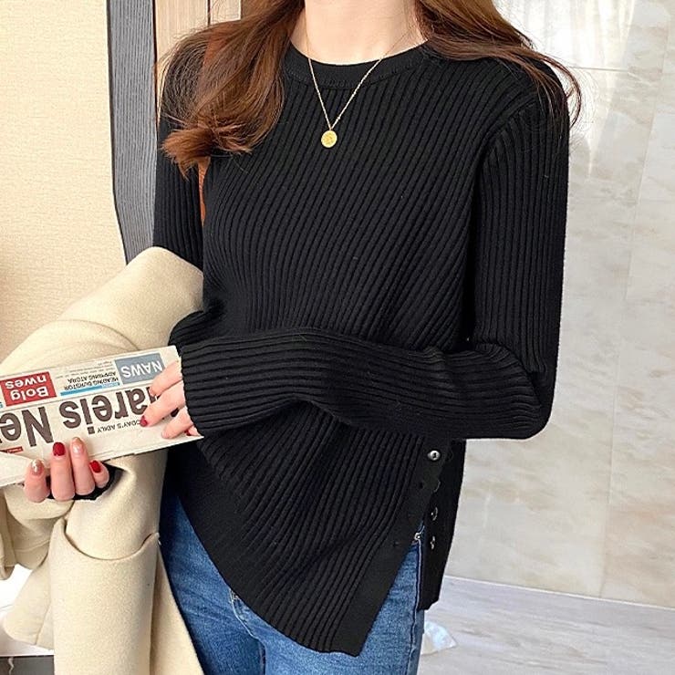 ブラック | ニットプルオーバー オフィス 春 | Alvia