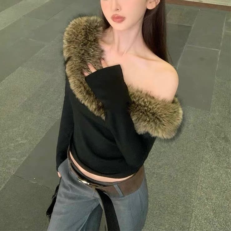 ファー付きオフショルダートップス セクシー 春 | Alvia | 詳細画像8 