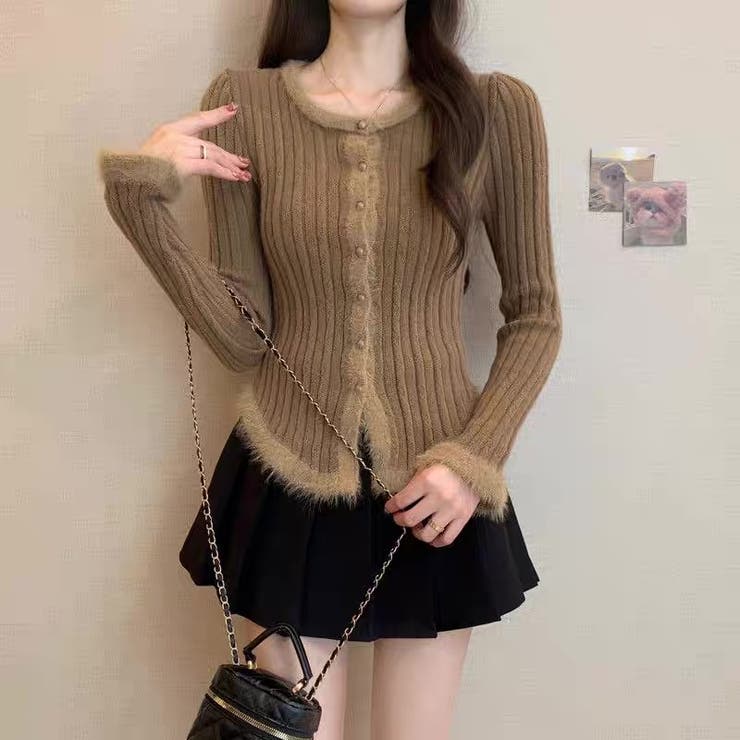 ブラウン | ニットカーディガン 春 韓国 | Alvia