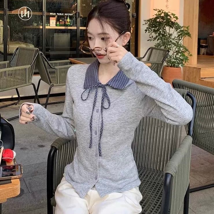 リボンドッキング裏起毛トップス オフィス 春 | Alvia | 詳細画像2 