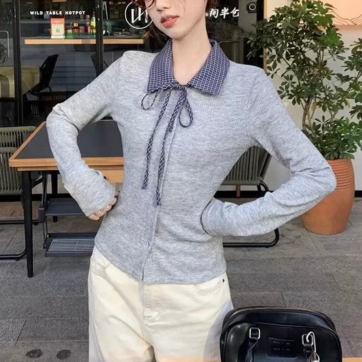 リボンドッキング裏起毛トップス オフィス 春 | Alvia | 詳細画像5 