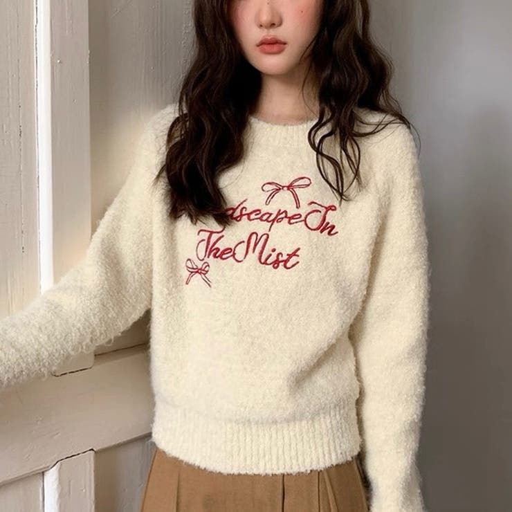 刺繍ロゴニットプルオーバー 春 韓国 | Alvia | 詳細画像3 