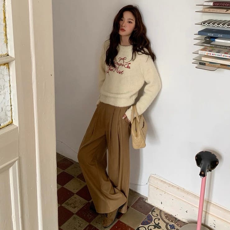 刺繍ロゴニットプルオーバー 春 韓国 | Alvia | 詳細画像4 