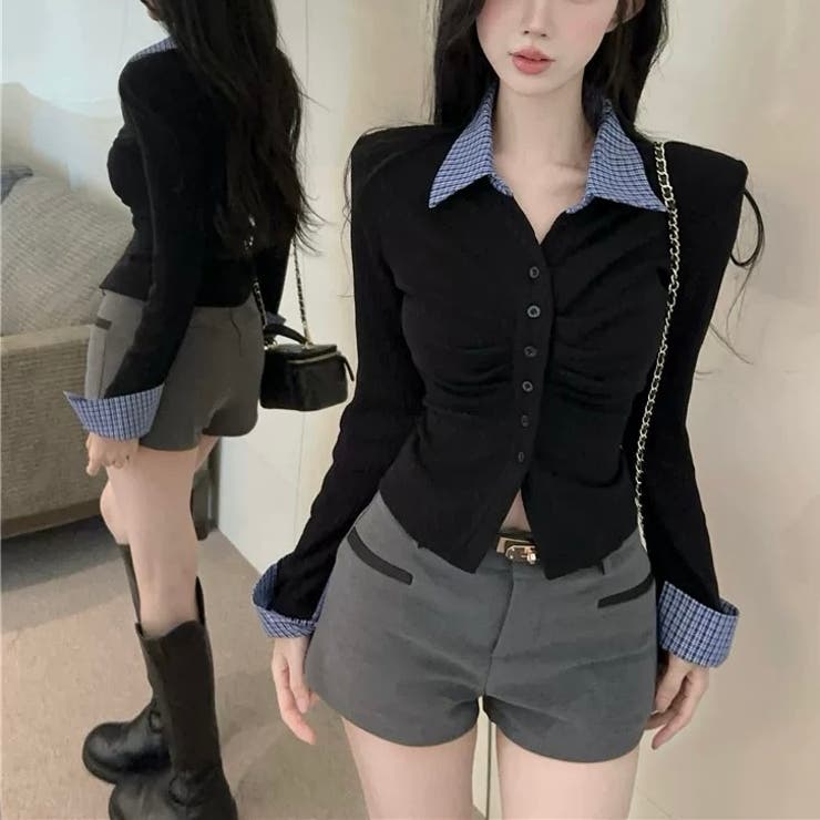 チェック衿トップス オフィス 春 | Alvia | 詳細画像9 