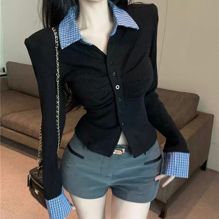 チェック衿トップス オフィス 春 | Alvia | 詳細画像10 