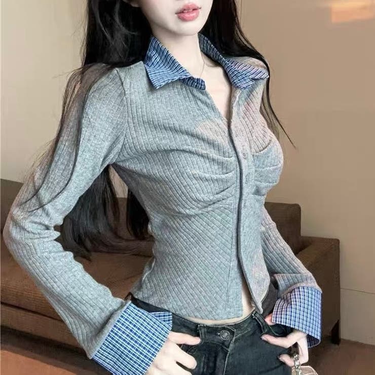 チェック衿トップス オフィス 春 | Alvia | 詳細画像5 