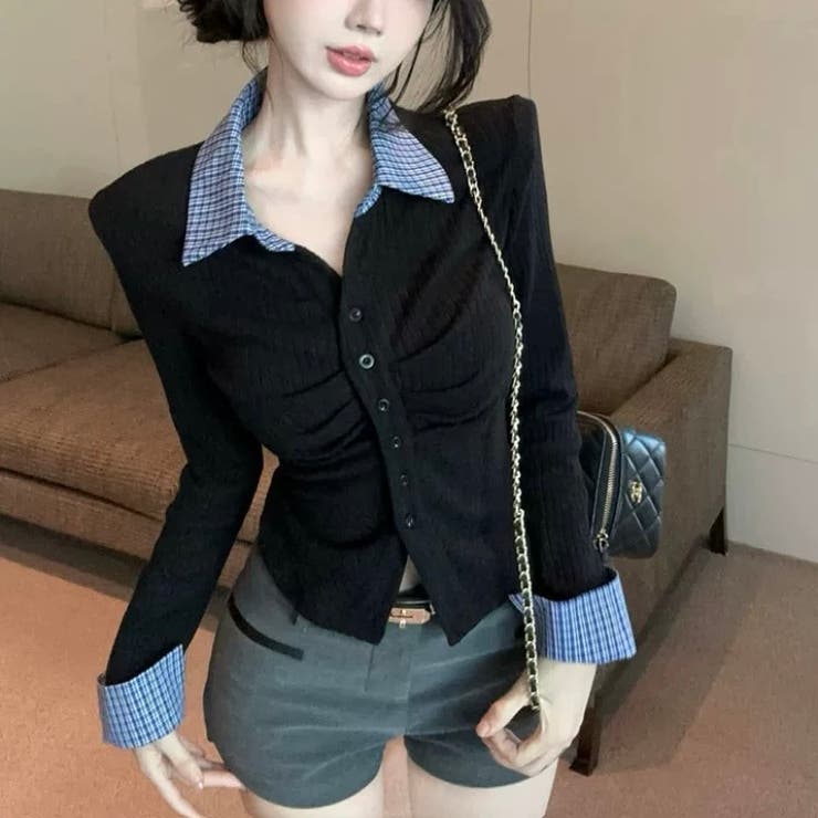 チェック衿トップス オフィス 春 | Alvia | 詳細画像7 