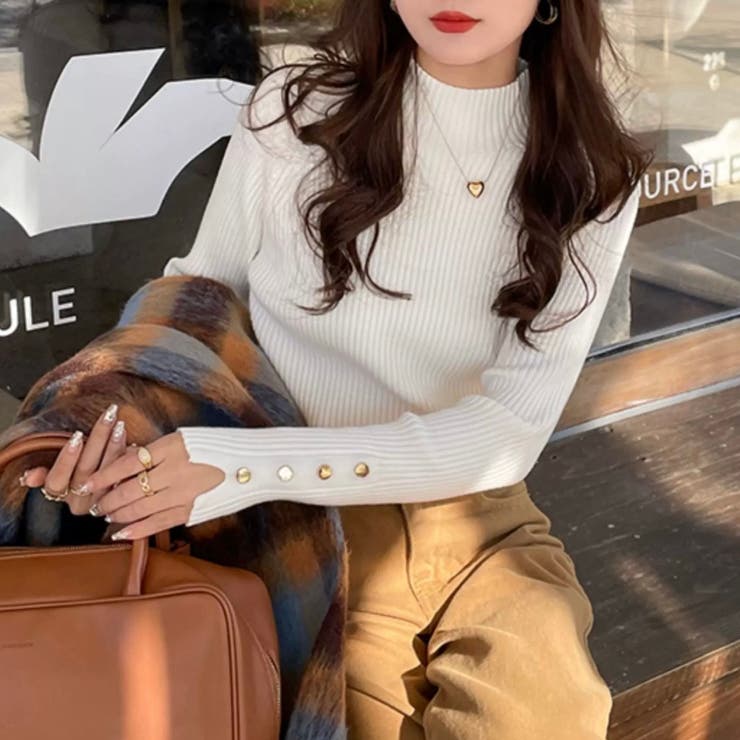 ハイネック袖ボタンニットトップス | Alvia | 詳細画像8 