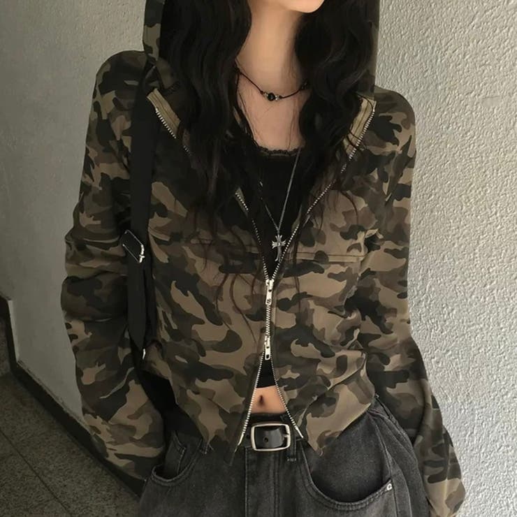 カモフラージュショート丈パーカー オフィス サイズ | Alvia | 詳細画像2 