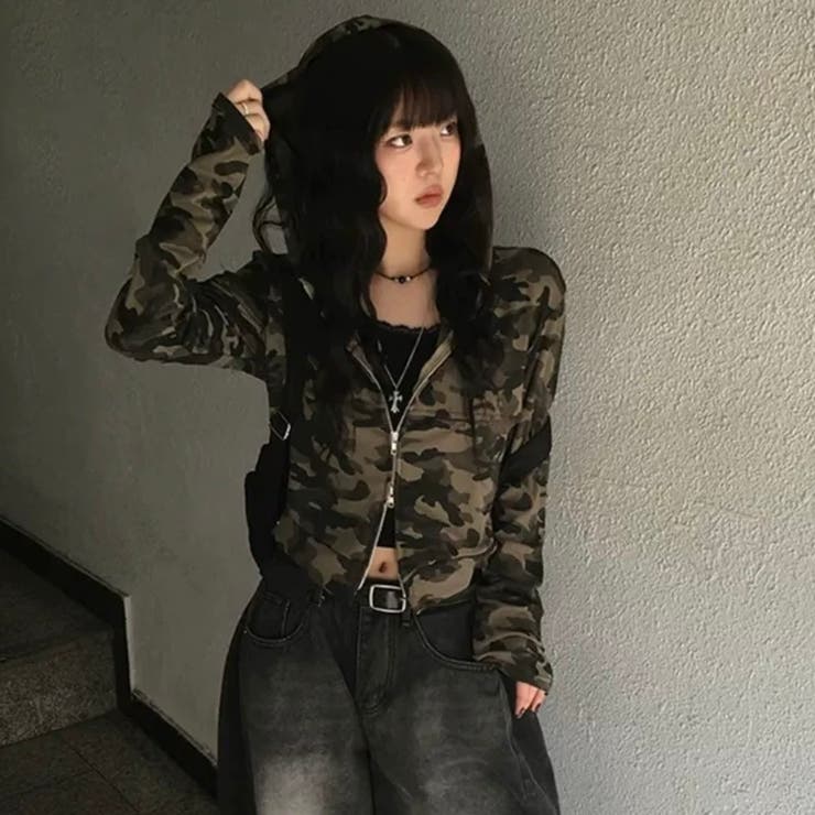 カモフラージュショート丈パーカー オフィス サイズ | Alvia | 詳細画像3 