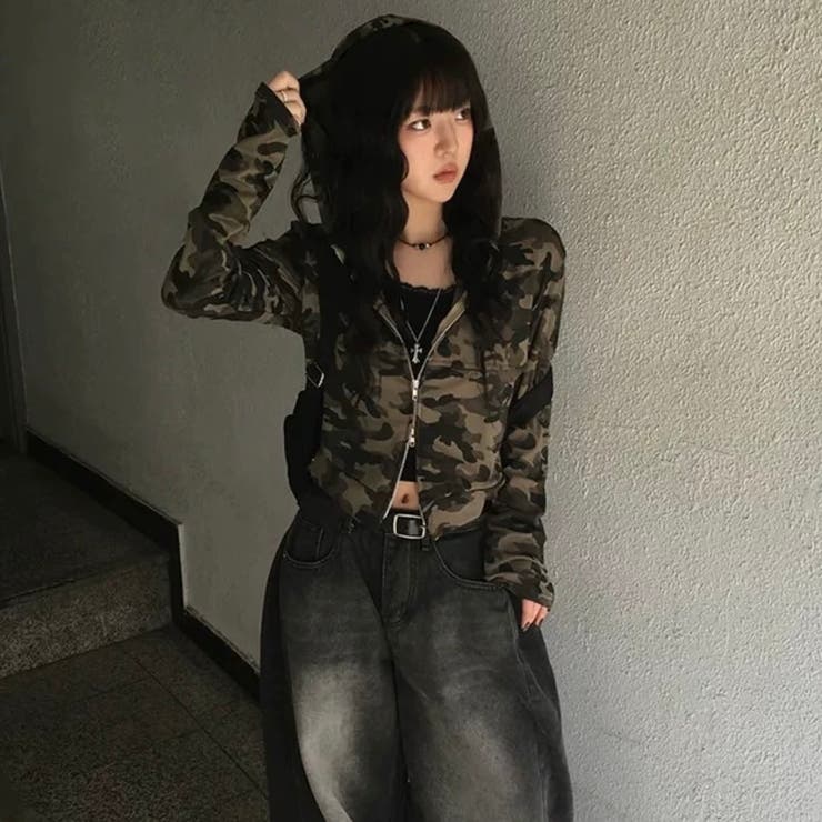 カモフラージュショート丈パーカー オフィス サイズ | Alvia | 詳細画像5 