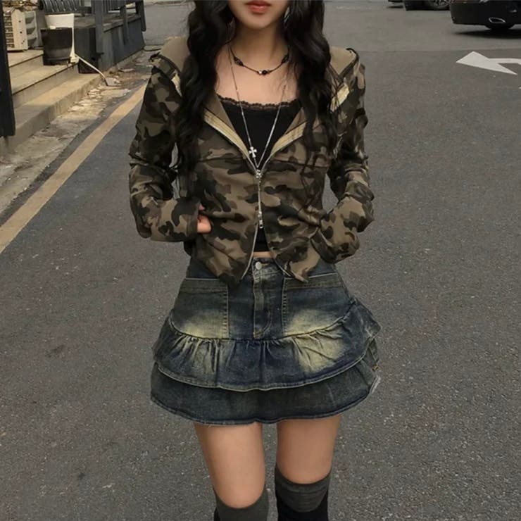 カモフラージュショート丈パーカー オフィス サイズ | Alvia | 詳細画像6 