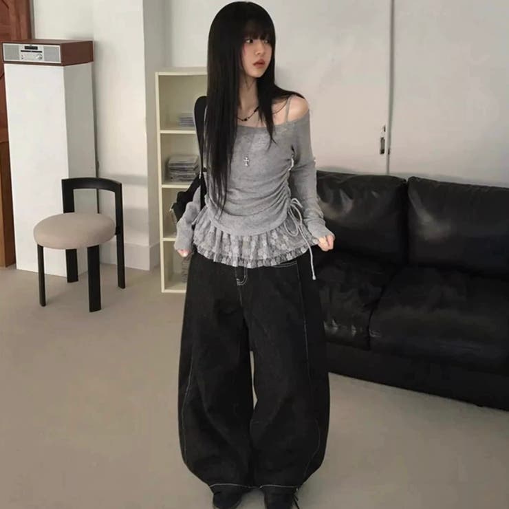 春新作 レイヤード風オフショルダートップス ２点セット | Alvia | 詳細画像5 