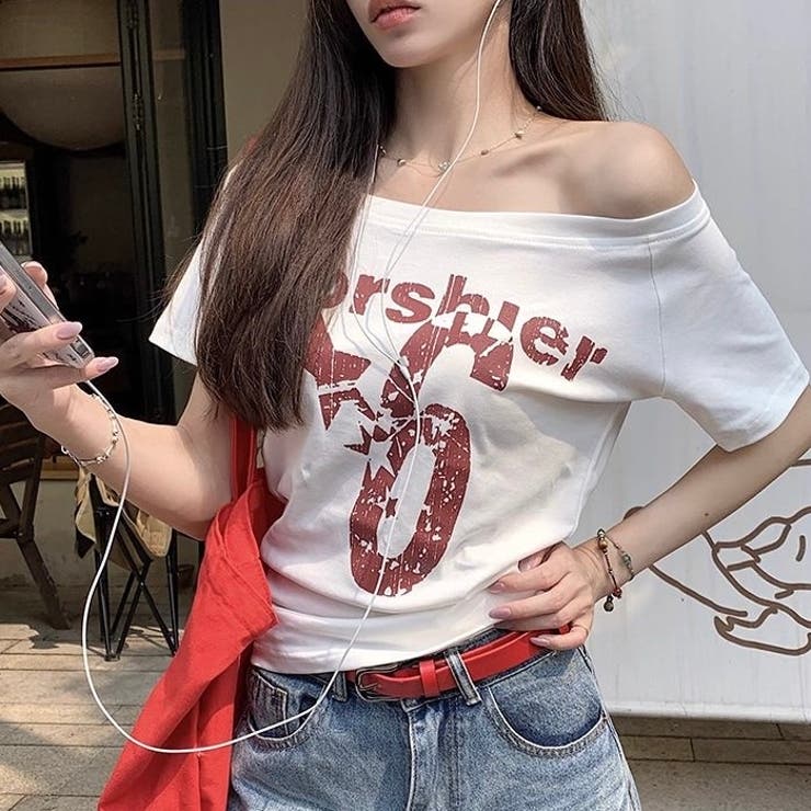 ホワイト | 2WAY プリント半袖Tシャツ 半袖Tシャツ | Alvia