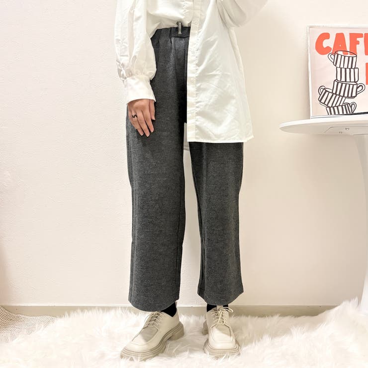 グレー | イージーパンツ/ウール混ハイウエストパンツ | Alvia