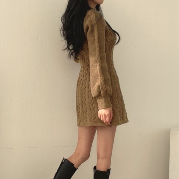 Vネックミニニットワンピース | Alvia | 詳細画像5 