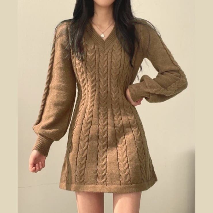 Vネックミニニットワンピース | Alvia | 詳細画像7 