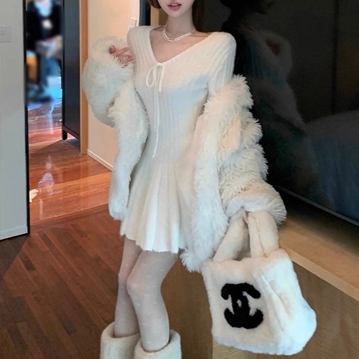 シャギーミニワンピース ふわふわフィット フレアニットワンピース | Alvia | 詳細画像11 