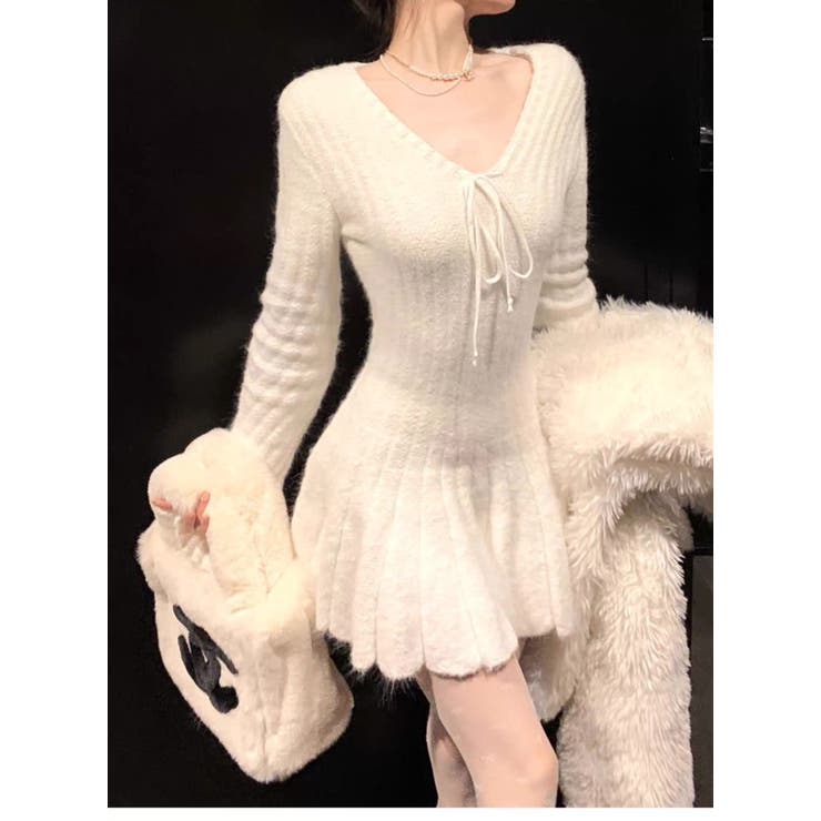 シャギーミニワンピース ふわふわフィット フレアニットワンピース | Alvia | 詳細画像12 