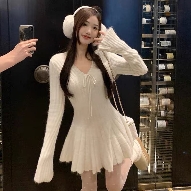 シャギーミニワンピース ふわふわフィット フレアニットワンピース | Alvia | 詳細画像5 