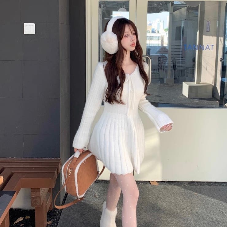 シャギーミニワンピース ふわふわフィット フレアニットワンピース | Alvia | 詳細画像7 