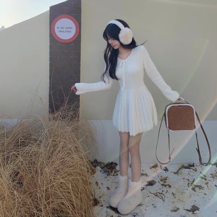 シャギーミニワンピース ふわふわフィット フレアニットワンピース | Alvia | 詳細画像8 