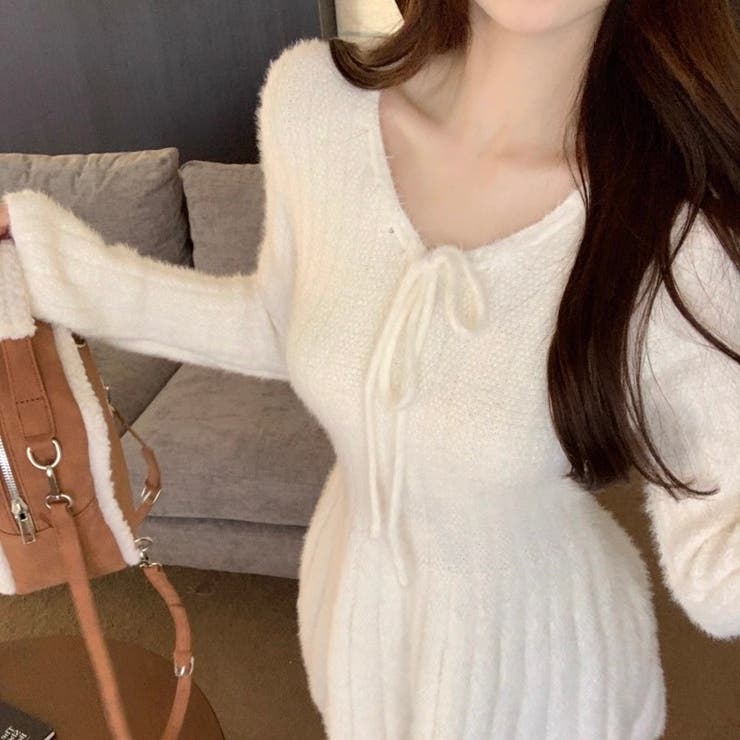 シャギーミニワンピース ふわふわフィット フレアニットワンピース | Alvia | 詳細画像9 