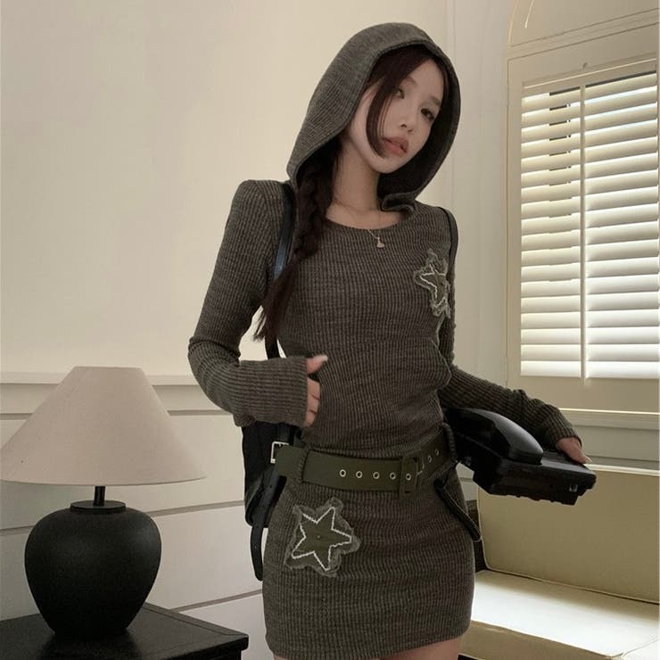 星刺繍フード付きワンピース | Alvia | 詳細画像14 