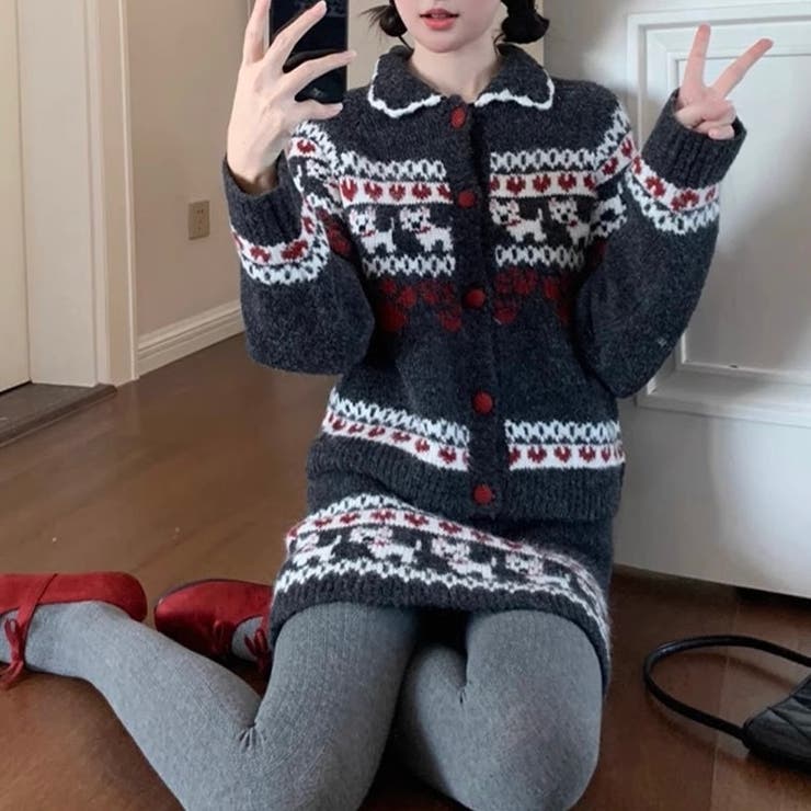 ２点セットニットカーディガン+スカート | Alvia | 詳細画像1 