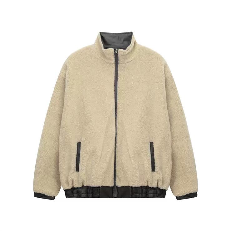 リバーシブルフェイクレザー×ボアアジャケット ブルゾン オーバーサイズ | Alvia | 詳細画像5 