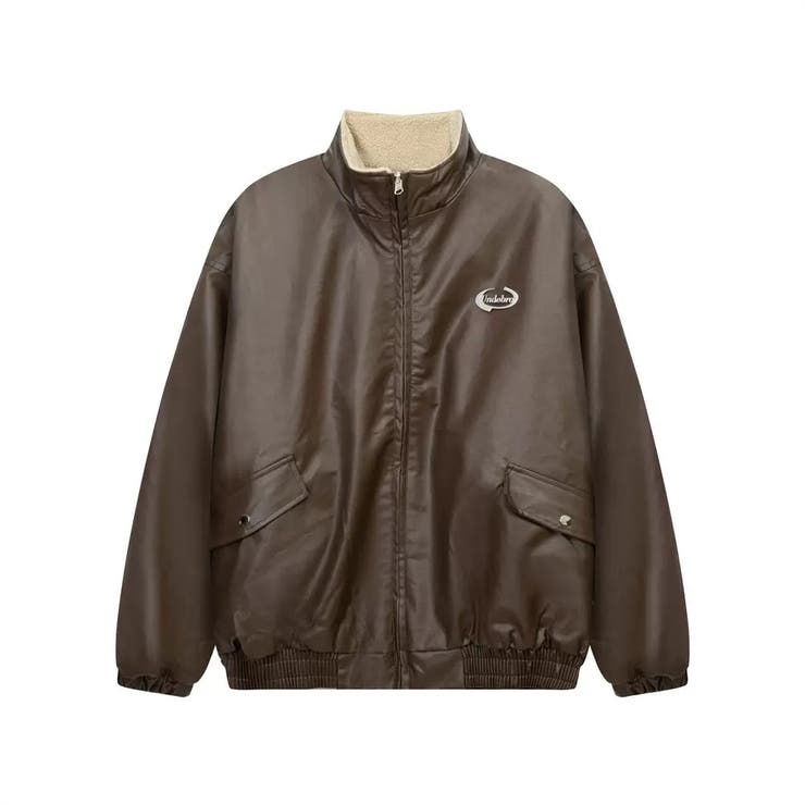 リバーシブルフェイクレザー×ボアアジャケット ブルゾン オーバーサイズ | Alvia | 詳細画像7 