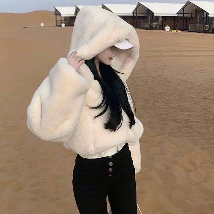 フード付きショートファーコート | Alvia | 詳細画像4 