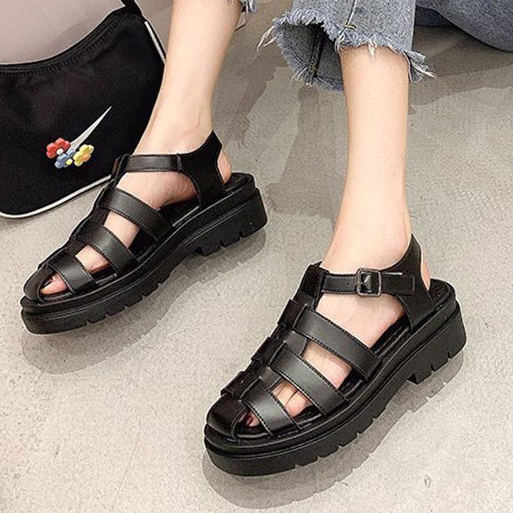 BLACK | トラックソール グルカ サンダル【レディース | Alvia