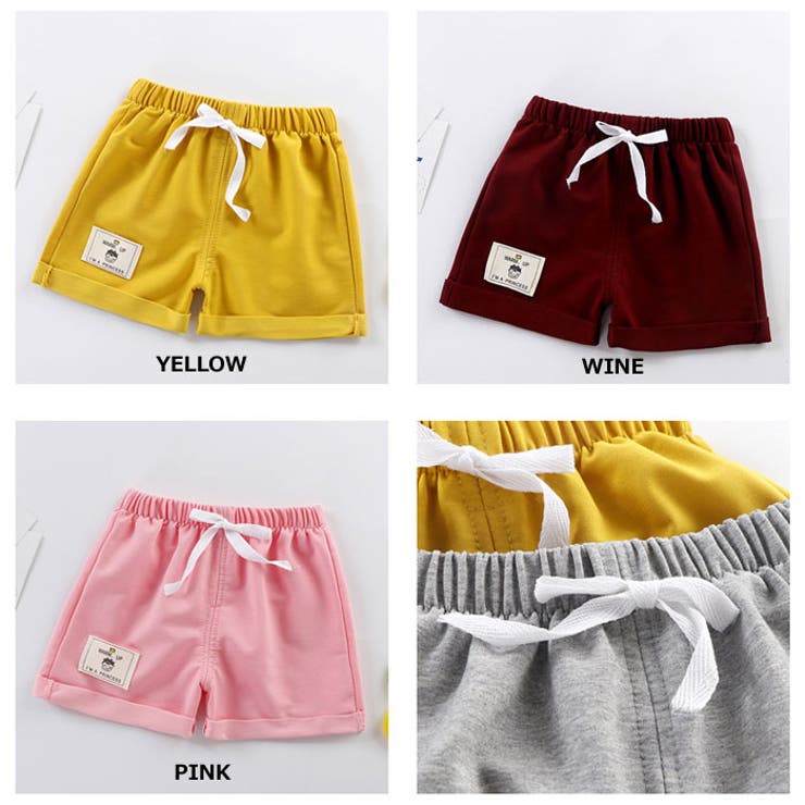ショートパンツワッペン付きシンプルスウェットショートパンツ【ベイビーBABYキッズ薄手スウェットミニ裏毛大きめゆったりビッグスポーツBIGレディースジュニア原宿韓国ファッションおしゃれかわいい】