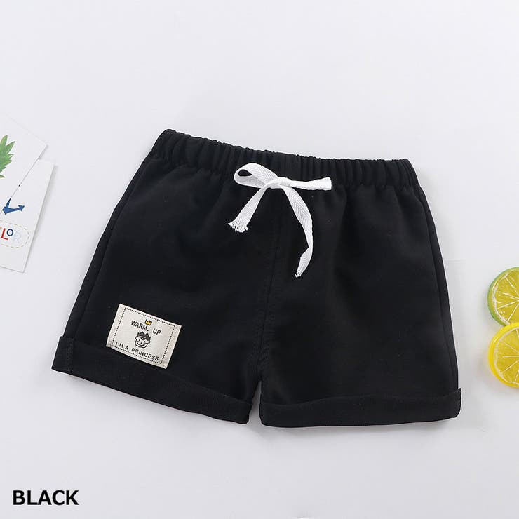 ショートパンツワッペン付きシンプルスウェットショートパンツ【ベイビーBABYキッズ薄手スウェットミニ裏毛大きめゆったりビッグスポーツBIGレディースジュニア原宿韓国ファッションおしゃれかわいい】