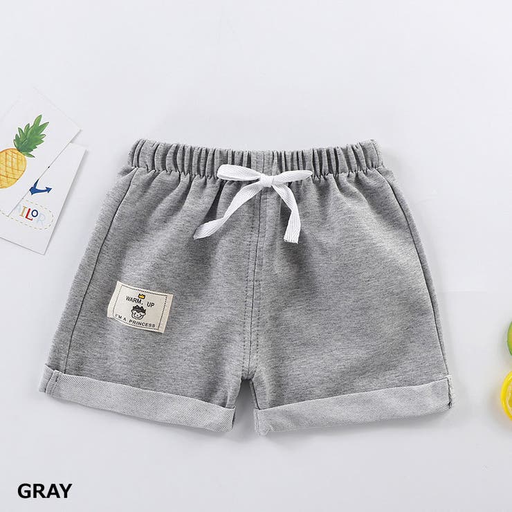 ショートパンツワッペン付きシンプルスウェットショートパンツ【ベイビーBABYキッズ薄手スウェットミニ裏毛大きめゆったりビッグスポーツBIGレディースジュニア原宿韓国ファッションおしゃれかわいい】