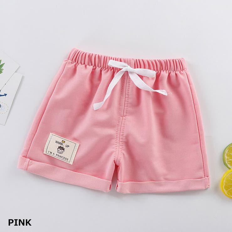 ショートパンツワッペン付きシンプルスウェットショートパンツ【ベイビーBABYキッズ薄手スウェットミニ裏毛大きめゆったりビッグスポーツBIGレディースジュニア原宿韓国ファッションおしゃれかわいい】