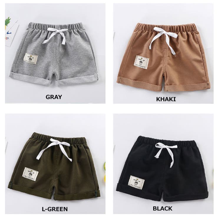 ショートパンツワッペン付きシンプルスウェットショートパンツ【ベイビーBABYキッズ薄手スウェットミニ裏毛大きめゆったりビッグスポーツBIGレディースジュニア原宿韓国ファッションおしゃれかわいい】