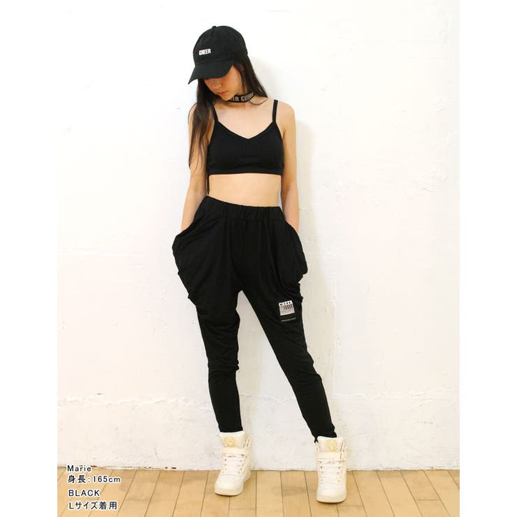 【ジョッパーパンツ】【CHEER】[チアー]ワンポイントベーシックジョッパーズパンツ美シルエット【テーパードスリムスキニーサルエルパンツダンスキッズレディースヨガCHEERチアーヨガロングパンツストレッチリラックスウェア】