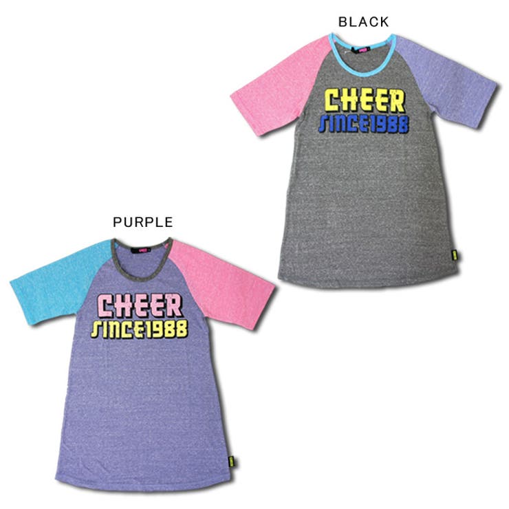 ワンピース【CHEER】[チアー]クラック風ロゴプリントラグランミニワンピ【おしゃれかわいいタンクコーデダンス衣装ロゴ大人レディースキッズジュニアスポーツフィットネス韓国子供服カジュアル】